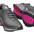 Gray Nike Sneakers With Pink Air Cushion Sole And Mesh Upper Design
