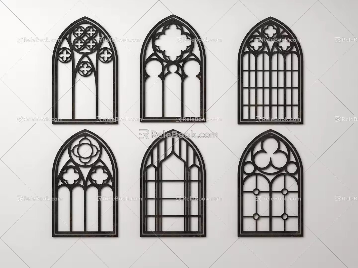 European-style cut-out window 3d model