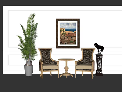 Jane European leisure sofa combination table and chair furniture combination 3d model