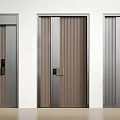 Modern Security Doors With Vertical Striped Design Metal Frame And Secure Locks 3d model