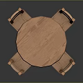 Simple Solid Wood Dining Set With Round Table And Four Wooden Chairs