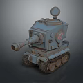 Gray Vintage Tank Model With Cannon Circular Viewport Red Number 47 And Tracks