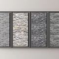Wall Design with Four Decorative Panels Featuring Varied Stone and Tile Textures 3d model