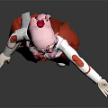 Game Movie Character With Pink Hair In Traditional White Top And Red Long Skirt