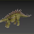 Realistic Stegosaurus Dinosaur Model With Green Striped Body And Back Spikes