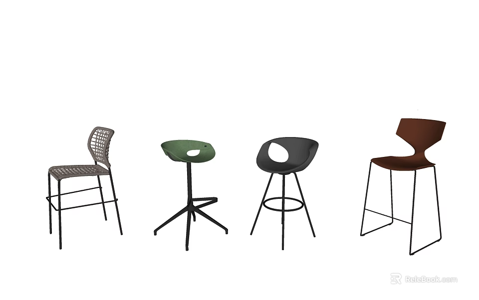 Stylish Bar Stools With Various Modern Designs Metal Frames And Color Options 3d model