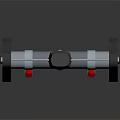 Industrial Mechanical Device With Metal Frame Black Support Stands Cylindrical Body Red Knobs
