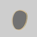 Modern Oval Mirror With Gold Frame And Marble Wall In Interior Decor 3d model