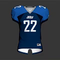 Blue Football Jersey with Number 22 and SUEZ Logo Short Sleeve Design