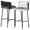 Modern Leather Bar Stools With Black White Seats Metal Legs And High Back Design