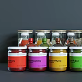 Colorful Labeled Spice Jars With Various Herbs And Spices For Kitchen Storage