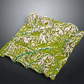 Scenic 3D Terrain Model With Green Mountains White Peaks And Blue Rivers