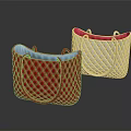 Quilted Red And Cream Tote Bags With Blue Red Linings And Sturdy Handles