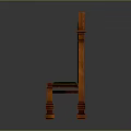 Antique Gothic Style Wooden Chair With Green Upholstered Back And Seat