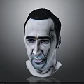 Human Male Character Head Sculpture With White Blue Painted Face Art Design