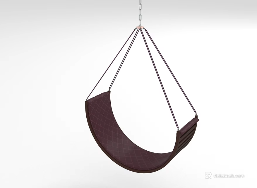 Stylish Brown Hanging Chair With Textured Fabric And Suspension Ropes For Modern Home Decor 3d model 