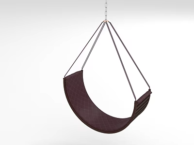 Stylish Brown Hanging Chair With Textured Fabric And Suspension Ropes For Modern Home Decor 3d model