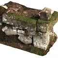 Natural Wood And Stone Construction With Moss Covered Blocks And Weathered Texture