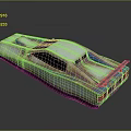 Futuristic Car Model With Sleek Metallic Body Rear Spoiler And Pink Purple Reflections