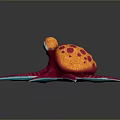 Vibrant Orange and Pink Octopus With Large Eyes And Colorful Tentacles