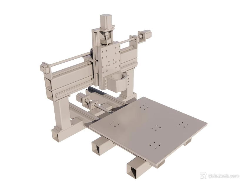 Precision Industrial Equipment with Metal Structure Automated Workbench and Mechanical Components 3d model 
