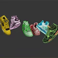 Stylish Multicolor Sneakers With Yellow Black White Blue Pink Designs For Casual Wear