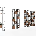 Modern Metal Frame Shelving Units With Wooden Shelves Plant Decor For Storage