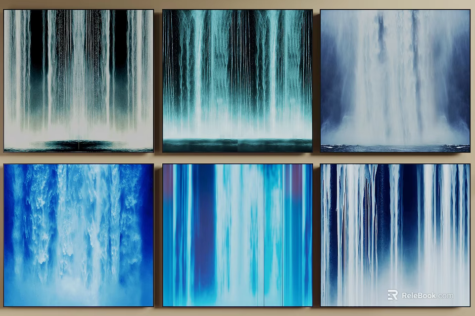Artistic Lightbox With Blue Waterfall Patterns Various Tones And Decorative Designs 3d model 