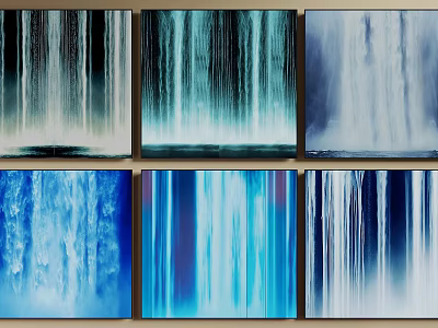 Artistic Lightbox With Blue Waterfall Patterns Various Tones And Decorative Designs 3d model