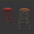 Red Seated Black Metal Frame Bar Stools In Modern Home Decor Setting