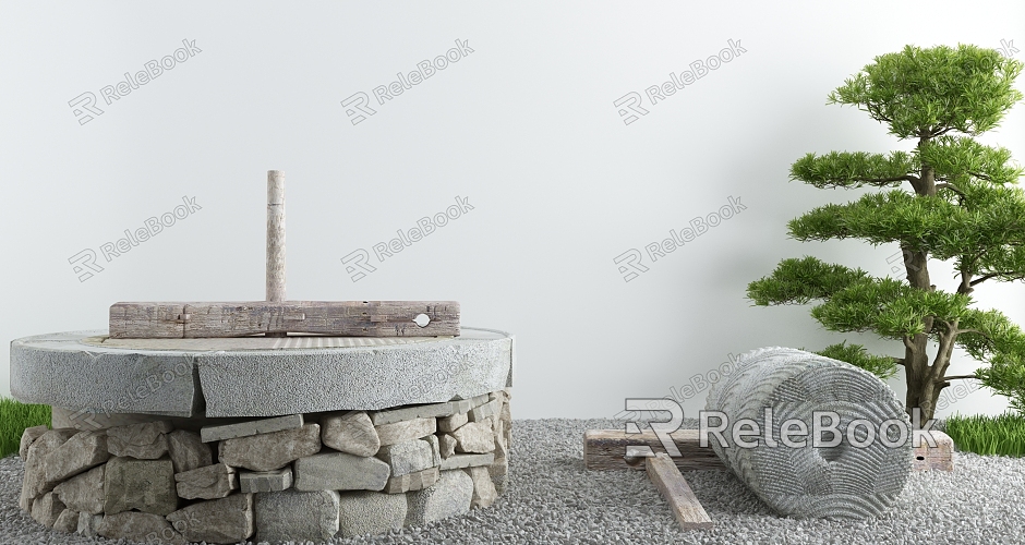 Courtyard landscape sketch courtyard withered landscape stone Zen landscape model