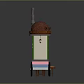 Mobile Street Food Cart Design With Red Roof Brown Dome And Green Side Panels