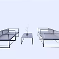 Modern Minimalist Outdoor Sofa Set With Metal Frame And Coffee Table