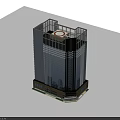 Modern High Rise Office Building With Glass Curtain Walls And Circular Top Design