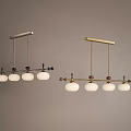 Two Modern Chandeliers With Silver And Gold Linear Frames And White Spherical Shades 3d model