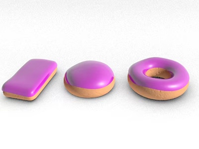 Assorted Pastries with Purple Frosting Including Rectangular Cookie Round Cookie and Donut 3d model