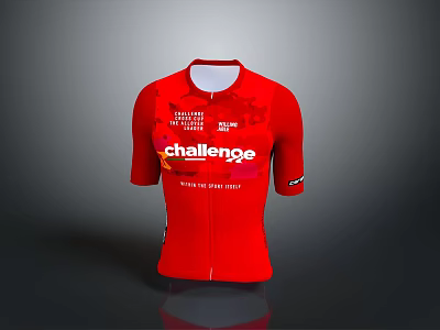 Red Cycling Jersey Short Sleeve With Challenge Graphic Design Sportswear 3d model