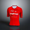 Red Cycling Jersey Short Sleeve With Challenge Graphic Design Sportswear