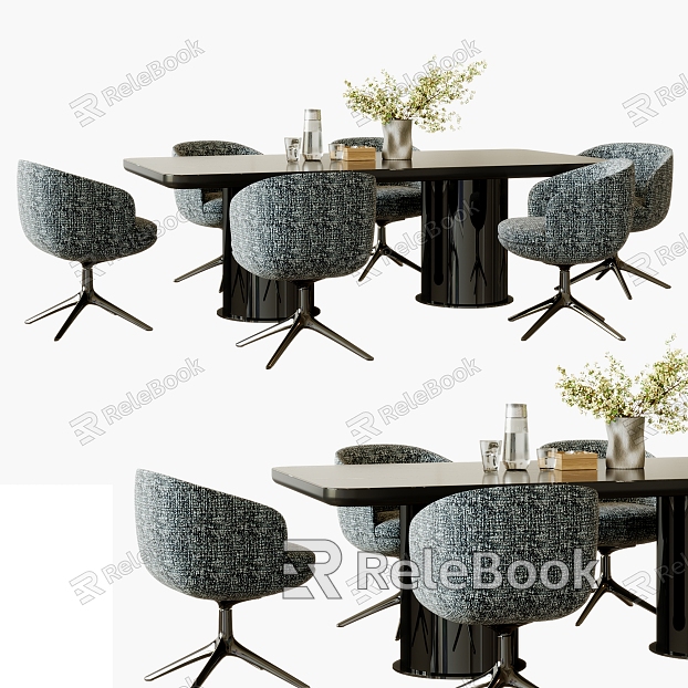 minotti Dining Table and Chair Combination Dining Table Dining Chair Single Chair Tableware Floral Art model