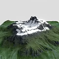 Natural Garden Landscape With Green Terrain Snow Capped Mountain And Flowing River