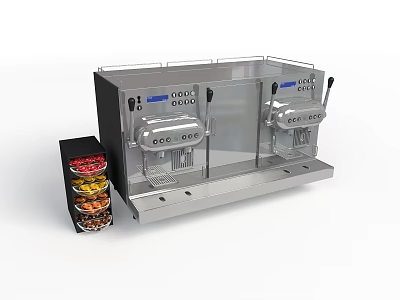 Commercial Stainless Steel Refrigerator Freezer With Double Cool Dispensers And Storage Rack 3d model