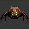 Red Beetle With Glowing Eyes Multiple Legs And Textured Surface On Dark Background With Reflection 3d model