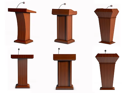 Various Wooden Podium Designs With Microphone For Functional Use 3d model