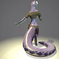 3D Anthropomorphic Lizard Creature Wearing Brown Outfit Holding Microphone Like Object With Purple Yellow Patterns