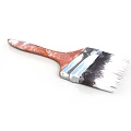 Durable Household Paintbrush With Brown Handle Metal Ferrule And White Black Bristles