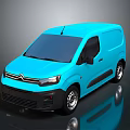 Stylish Shiny Blue Citroen Commercial Van with Dark Background and Reflective Body