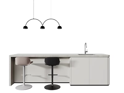 Quiet Wind Bar Meal Bar Water Bar Chair Chandelier 3d model