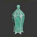 Elegant Green Vase With Intricate Silver Filigree And Top Green Gemstone