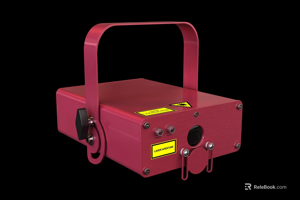 Red Compact Portable Device With Handle Warning Labels And Control Knobs 3d model