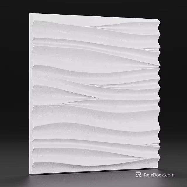 White Wavy Textured Decorative Panel for Modern Home Living Spaces 3d model 
